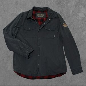 EDDIE BAUER | Men’s Blue Flannel Lined Snap Closure Jacket Coat Size XL